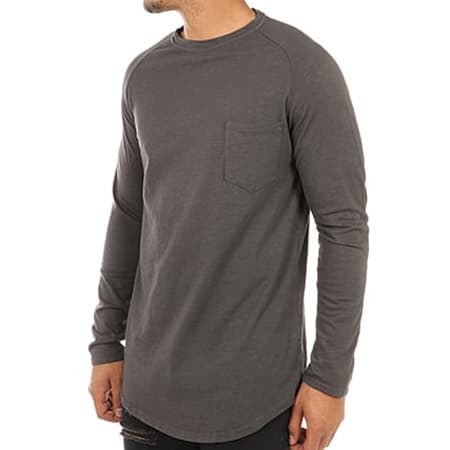Frilivin - Tee Shirt Manches Longues Poche Oversize 1833 Gris Anthracite 