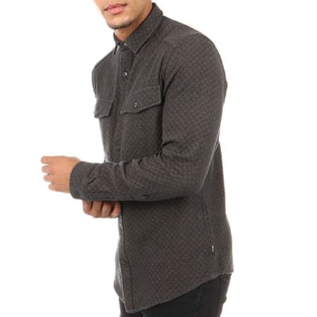 Only And Sons - Chemise Manches Longues Terrance Quilted Gris Anthracite 