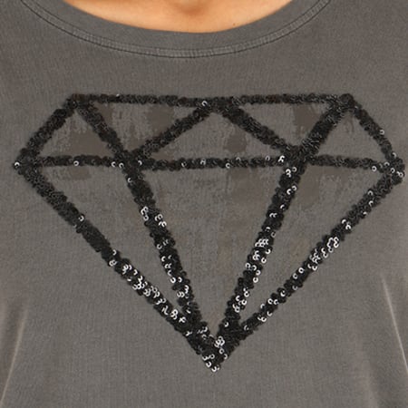 Only - Tee Shirt Femme Nikko Poetic Diamond Gris Anthracite 