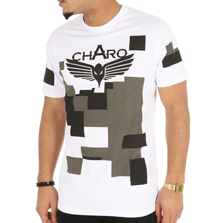 Charo - Tee Shirt Abstract Camouflage Blanc
