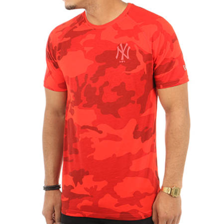 New Era - Tee Shirt NTC Raglan New York Yankees MLB Rouge Camouflage