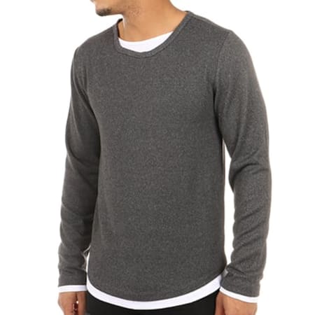 Deeluxe - Pull Mohanson Gris Anthracite Blanc 