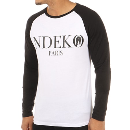 KeBlack - Tee Shirt Manches Longues Raglan Typo Blanc Noir