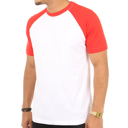 Urban Classics - Tee Shirt Raglan TB639 Blanc Rouge
