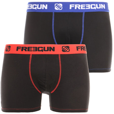 Freegun - Lot De 2 Boxers Ultra Soft Noir Rouge Bleu Marine