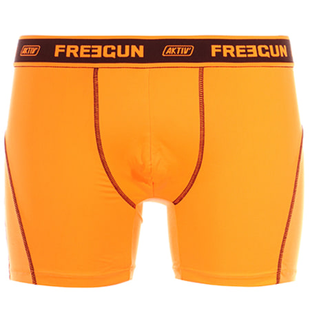 Freegun - Lot De 2 Boxers Training Aktiv Sport Noir Orange Fluo