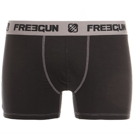 Freegun - Lot De 2 Boxers Bi Stretch Noir Gris Anthracite 