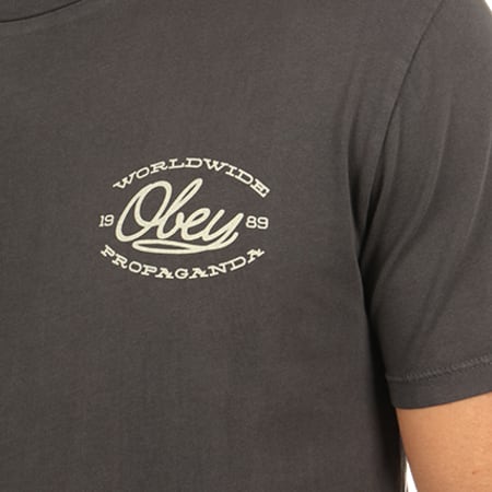 Obey - Tee Shirt Linea Gris Anthracite 