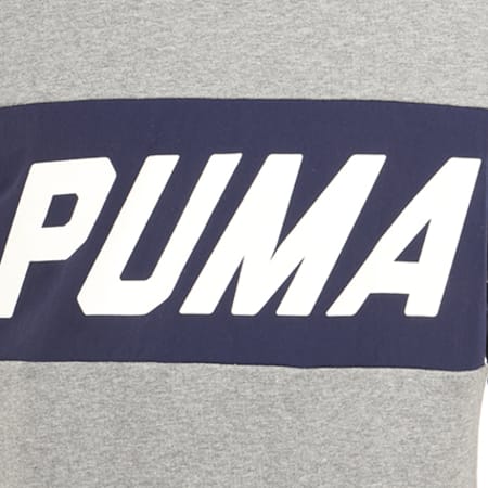Puma - Sweat Crewneck Colorblock 572424 Gris Chiné Bleu Marine