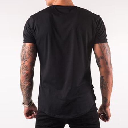 Gym King - Tee Shirt Oversize Curve Hem Noir Doré