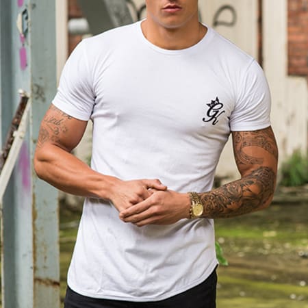 Gym King - Tee Shirt Oversize Curve Hem Blanc