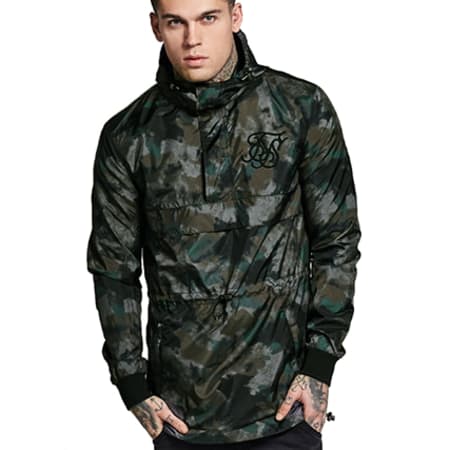 SikSilk - Coupe-Vent Oh Marble Wash Vert Kaki Camouflage 