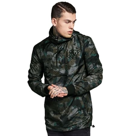 SikSilk - Coupe-Vent Oh Marble Wash Vert Kaki Camouflage 