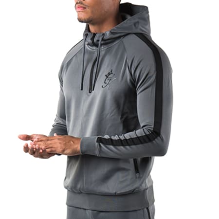 Gym King - Sweat Capuche Avec Bande Poly Gris Anthracite