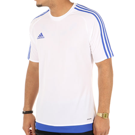 Adidas Sportswear - Tee Shirt De Sport Estro 15 Jersey S16169 Blanc Bleu Marine