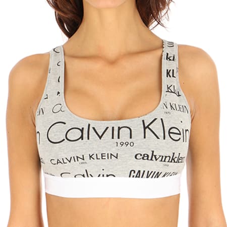 Calvin Klein - Brassière Femme Lightly Lined Gris Chiné Blanc