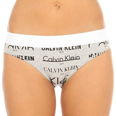 Calvin Klein - Culotte Femme Bikini Gris Chiné Blanc