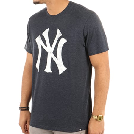 '47 Brand - Tee Shirt New York Yankees 304867 Bleu Marine Chiné