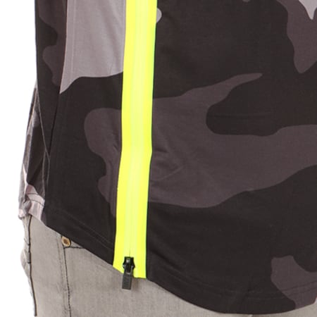 Unkut - Tee Shirt Avec Zip Gust Camouflage Noir Gris Anthracite 