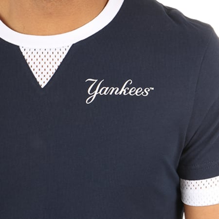 Majestic Athletic - Tee Shirt New York Yankees Mesh Mock Layer MNY3788NL Bleu Marine Blanc