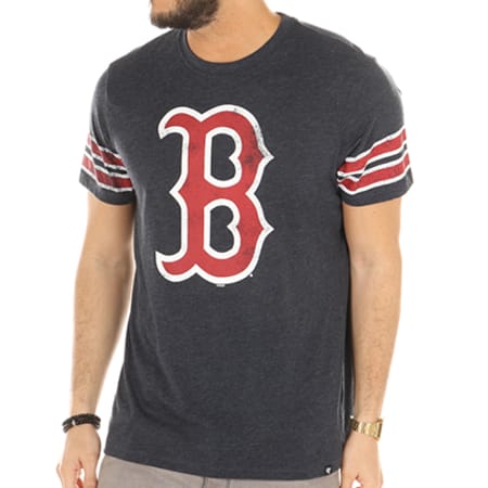 '47 Brand - Tee Shirt Avec Bandes Boston Red Sox 298605 Noir Chiné