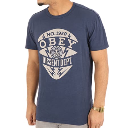 Obey - Tee Shirt Dissent Dept Bleu Marine