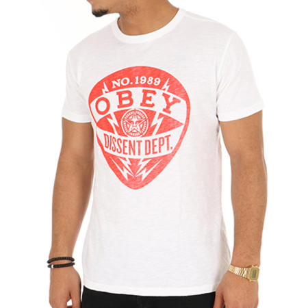 Obey - Tee Shirt Dissent Dept Blanc Orange