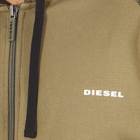 Diesel - Sweat Zippé Capuche Brianz Vert Kaki Camouflage