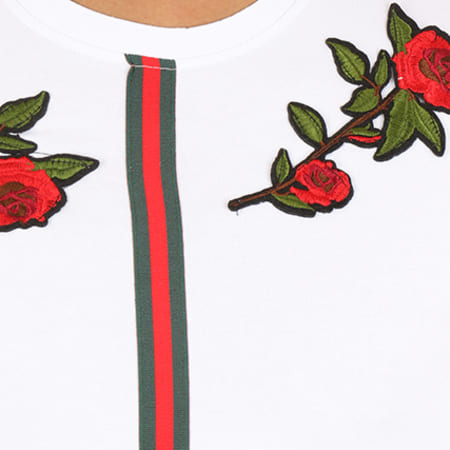 Frilivin - Tee Shirt Manches Longues Oversize Avec Bande 8019 Blanc Floral