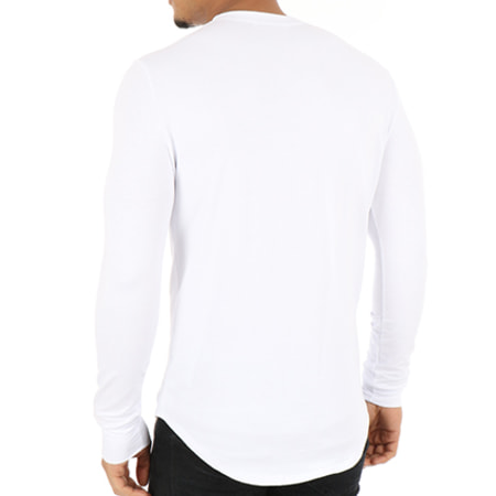 Frilivin - Tee Shirt Manches Longues Oversize Avec Bande 8019 Blanc Floral