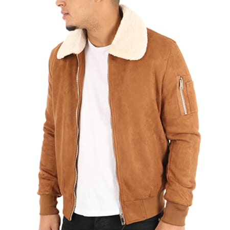 Frilivin - Bomber Suédine Col Mouton D005 Camel - LaBoutiqueOfficielle.com