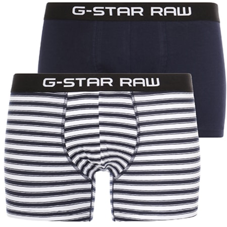 G-Star - Lot De 2 Boxers Tach Stripe D03370-9513 Noir Blanc Bleu Marine