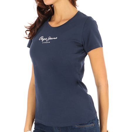 Pepe Jeans - Tee Shirt Femme New Virginia Bleu Marine