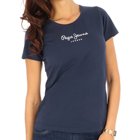 Pepe Jeans - Tee Shirt Femme New Virginia Bleu Marine