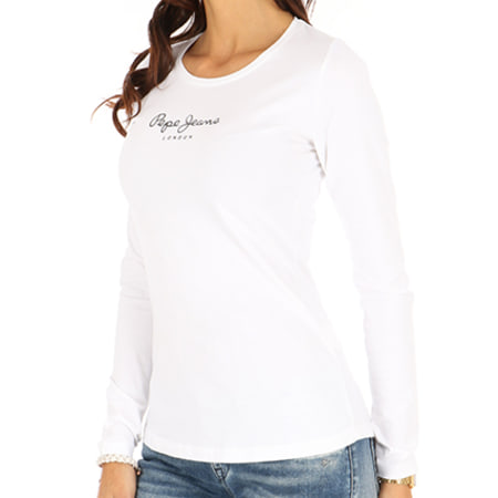 Pepe Jeans - Tee Shirt Manches Longues Femme New Virginia Blanc