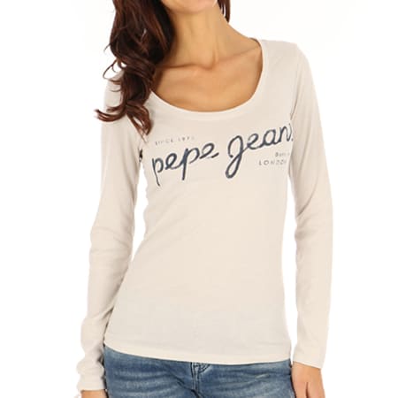 Pepe Jeans - Tee Shirt Manches Longues Femme Vera Beige
