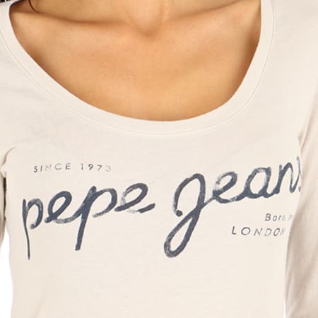 Pepe Jeans - Tee Shirt Manches Longues Femme Vera Beige