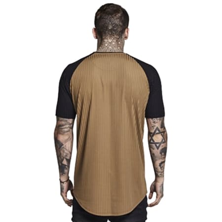 SikSilk - Tee Shirt Oversize Rib Knit Camel Noir