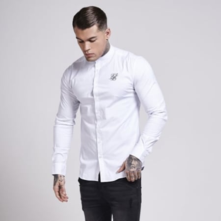 SikSilk - Chemise Manches Longues Oxford Stretch Blanc