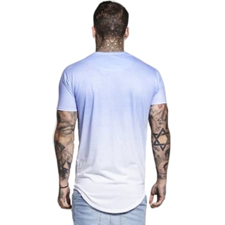 SikSilk - Tee Shirt Oversize Curved Hem Faded Bleu Clair Dégradé