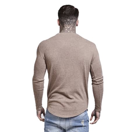 SikSilk - Pull Oversize Curved Hem Knitted Beige