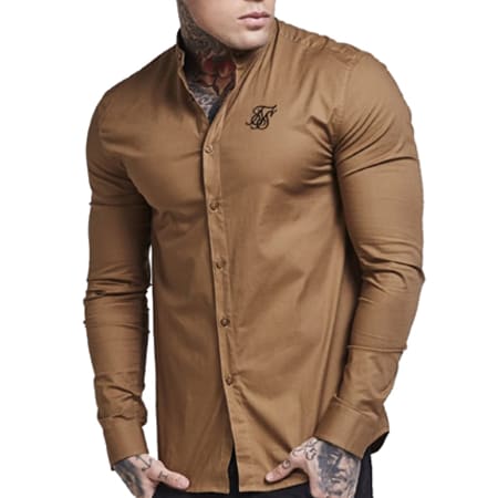 SikSilk - Chemise Manches Longues Oxford Stretch Camel