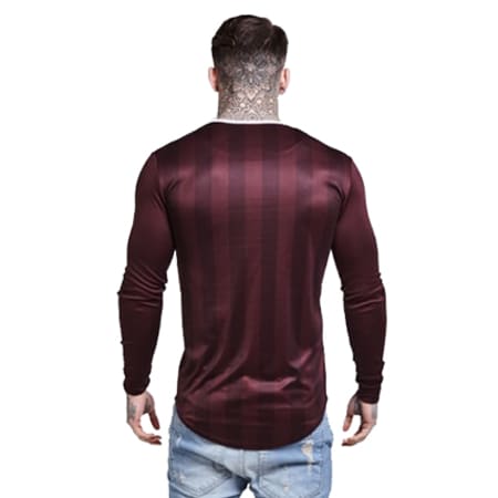 SikSilk - Tee Shirt Manches Longues Oversize Shadow Stripe Bordeaux