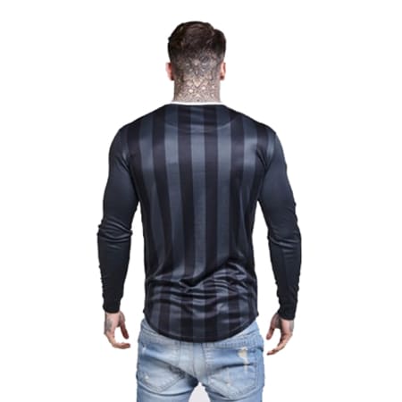 SikSilk - Tee Shirt Manches Longues Oversize Shadow Stripe Noir Vert Kaki