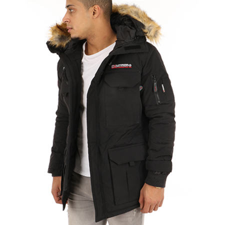 Geographical Norway - Parka Fourrure Poche Bomber Barely Noir 
