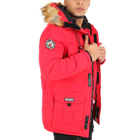 Geographical Norway - Parka Fourrure Poche Bomber Barely Rouge