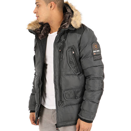 Geographical Norway - Parka Fourrure Poche Bomber Buckleberry Gris Anthracite