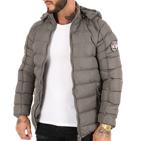 Geographical Norway - Doudoune Patchs Brodés  Balance Gris Anthracite