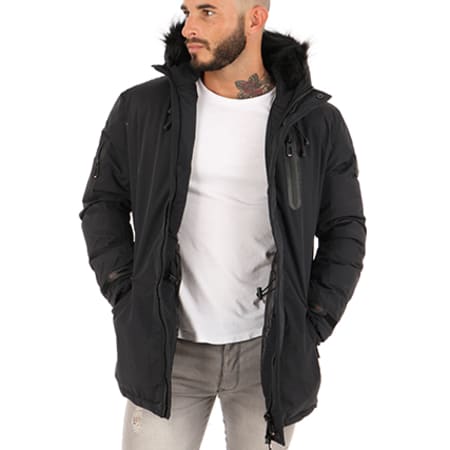 Geographical Norway - Parka Fourrure Poche Bomber ADN Noir