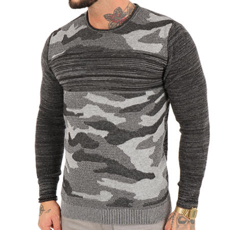 John H - Pull 3179 Gris Anthracite Noir Camouflage